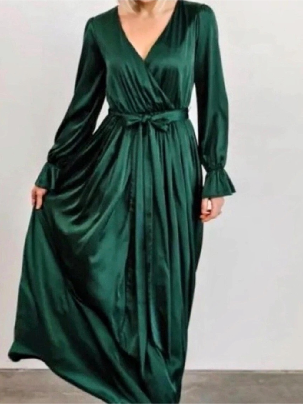 Baltic Born Holly Satin Maxi Dress in Green Size Medium